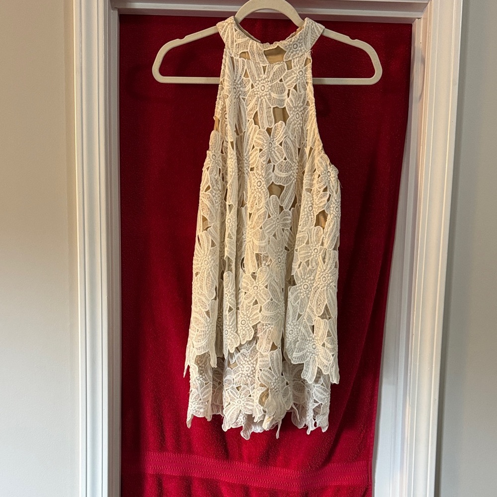 Judith March Cream Lace Sleeveless Romper